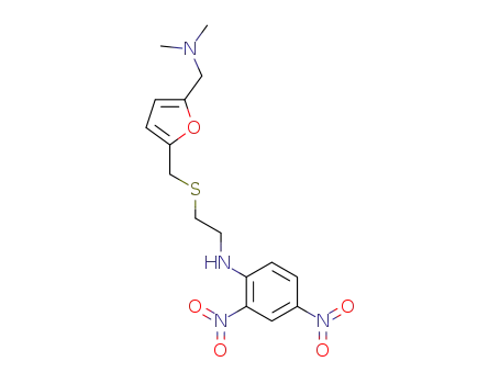 Molecular Structure of 142744-13-6 (N-{2-[({5-[(dimethylamino)methyl]furan-2-yl}methyl)sulfanyl]ethyl}-2,4-dinitroaniline)