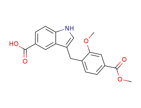 Molecular Structure of 145889-27-6 (1H-Indole-5-carboxylic acid,
3-[[2-methoxy-4-(methoxycarbonyl)phenyl]methyl]-)