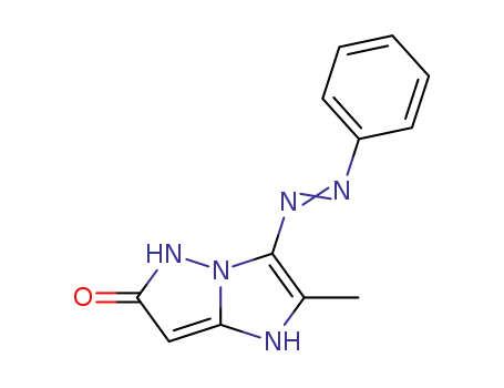 Molecular Structure of 93585-28-5 (1H-Imidazo[1,2-b]pyrazol-6(5H)-one, 2-methyl-3-(phenylazo)-)