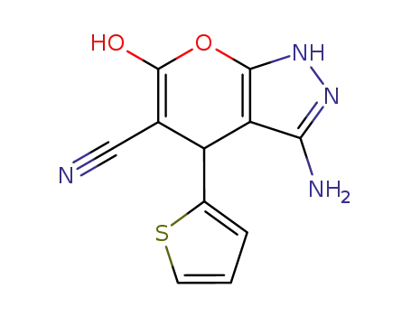 3-Amino-6-hydroxy-4-thiophen-2-yl-1,4-dihydro-pyrano[2,3-c]pyrazole-5-carbonitrile