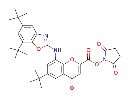 6-tert-butyl-8-(5,7-di-tert-butyl-benzooxazol-2-ylamino)-4-oxo-4H-chromene-2-carboxylic acid 2,5-dioxo-pyrrolidin-1-yl ester