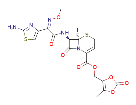 (6R,7R)-7-{2-(2-Amino-thiazol-4-yl)-2-[(Z)-methoxyimino]-acetylamino}-8-oxo-5-thia-1-aza-bicyclo[4.2.0]oct-2-ene-2-carboxylic acid 5-methyl-2-oxo-[1,3]dioxol-4-ylmethyl ester