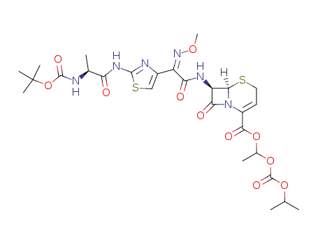 (6R,7R)-7-{2-[2-((S)-2-tert-Butoxycarbonylamino-propionylamino)-thiazol-4-yl]-2-[(Z)-methoxyimino]-acetylamino}-8-oxo-5-thia-1-aza-bicyclo[4.2.0]oct-2-ene-2-carboxylic acid 1-isopropoxycarbonyloxy-ethyl ester