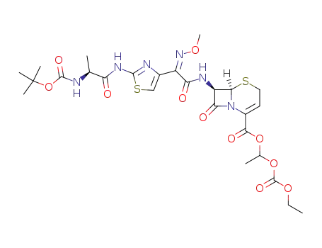 (6R,7R)-7-{2-[2-((S)-2-tert-Butoxycarbonylamino-propionylamino)-thiazol-4-yl]-2-[(Z)-methoxyimino]-acetylamino}-8-oxo-5-thia-1-aza-bicyclo[4.2.0]oct-2-ene-2-carboxylic acid 1-ethoxycarbonyloxy-ethyl ester