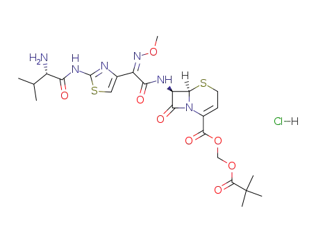(6R,7R)-7-{2-[2-((S)-2-Amino-3-methyl-butyrylamino)-thiazol-4-yl]-2-[(Z)-methoxyimino]-acetylamino}-8-oxo-5-thia-1-aza-bicyclo[4.2.0]oct-2-ene-2-carboxylic acid 2,2-dimethyl-propionyloxymethyl ester; hydrochloride