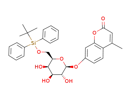 Molecular Structure of 296776-03-9 (4-Methylumbelliferyl 6-O-(tert-Butyldiphenylsilyl)-β-D-galactopyranoside)