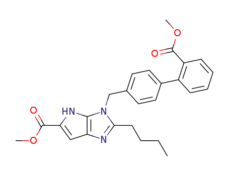 Molecular Structure of 470691-39-5 (Pyrrolo[2,3-d]imidazole-5-carboxylic acid,
2-butyl-3,4-dihydro-3-[[2'-(methoxycarbonyl)[1,1'-biphenyl]-4-yl]methyl]-,
methyl ester)