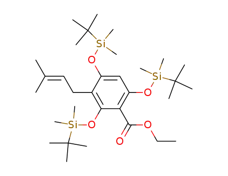 2,4,6-tris-(tert-butyl-dimethyl-silanyloxy)-3-(3-methyl-but-2-enyl)-benzoic acid ethyl ester