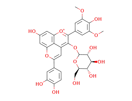 7-hydroxy-2-(4-hydroxy-3,5-dimethoxyphenyl)-10-(3,4-dihydroxyphenyl)-pyrano[4,3,2-de]chromen-1-ylium-3-O-glucoside