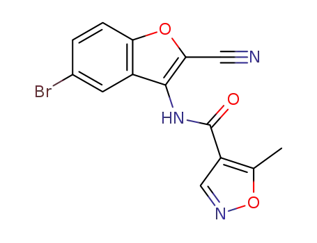 Molecular Structure of 803684-89-1 (4-Isoxazolecarboxamide,
N-(5-bromo-2-cyano-3-benzofuranyl)-5-methyl-)