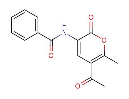Molecular Structure of 93945-84-7 (Benzamide, N-(5-acetyl-6-methyl-2-oxo-2H-pyran-3-yl)-)