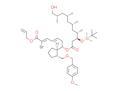 (3S,4S,6S,8R,10S)-((S,3E,5Z)-7-(allyloxy)-6-bromo-1-{(1R,2R)-2-[(4-methoxybenzyloxy)methyl]cyclopentyl}-7-oxohepta-3,5-dienyl) 3-(tert-butyldimethylsilyloxy)-11-hydroxy-4,6,8,10-tetramethylundecanoate