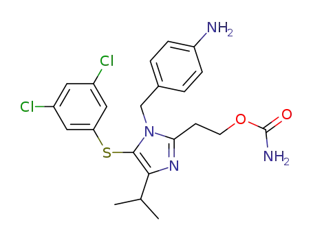 Molecular Structure of 178980-34-2 (2-[1-(4-aminobenzyl)-5-[(3,5-dichlorophenyl)sulfanyl]-4-(1-methylethyl)-1H-imidazol-2-yl]ethyl carbamate)