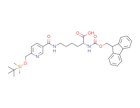(R)-2-((((9H-fluoren-9-yl)methoxy)carbonyl)amino)-6-(6-(((tert-butyldimethylsilyl)oxy)methyl)nicotinamido)hexanoic acid