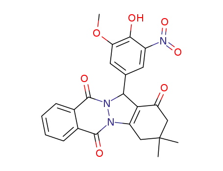 3,4‑dihydro‑3,3‑dimethyl‑13‑(4‑hydroxy‑3‑methoxy‑5‑nitrophenyl)‑2H‑indazolo[2,1‑b]phthalazine‑1,6,11(13H)‑trione