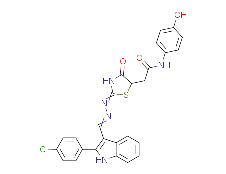 2-(2-{[2-(4-chlorophenyl)-1H-indol-3-ylmethylene]hydrazono}-4-oxothiazolidin-5-yl)-N-(4-hydroxyphenyl)acetamide