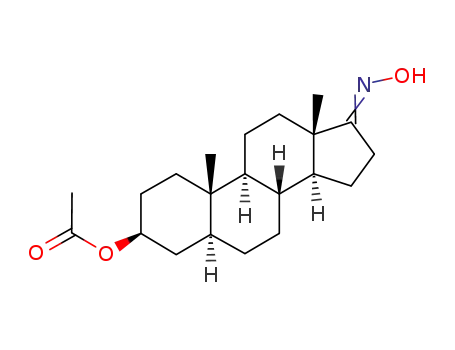 Molecular Structure of 23498-55-7 ((3beta,5alpha,17E)-17-(hydroxyimino)androstan-3-yl acetate)