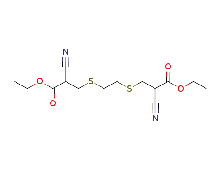 Molecular Structure of 139022-56-3 (Propanoic acid, 3,3'-[1,2-ethanediylbis(thio)]bis[2-cyano-, diethyl ester)