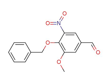 Molecular Structure of 127027-58-1 (Benzaldehyde, 3-methoxy-5-nitro-4-(phenylmethoxy)-)