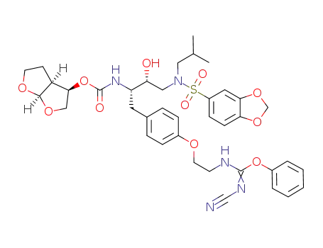 (3R,3aS,6aR).-hexahydrofuro[2,3-b]furan-3-yl (1S,2R)-3-[(1,3-benzodioxol-5-ylsulfonyl)(isobutyl)amino]-1-[4-(2-{[(E and/or Z)-(cyanoimino)(phenoxy)methyl]amino}ethoxy)benzyl]-2-hydroxypropylcarbamate