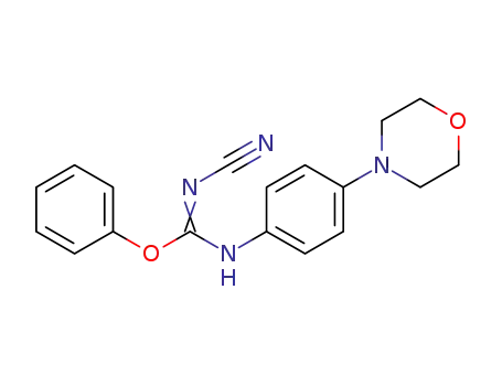 Molecular Structure of 700804-71-3 (Carbamimidic acid, N-cyano-N'-[4-(4-morpholinyl)phenyl]-, phenyl ester)