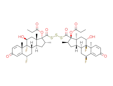 Molecular Structure of 960071-64-1 ((6α,11β,16α,17α)-(6'α,11'β,16'α,17'α)-17,17'-(Trithiodicarbonyl)bis[6,9-difluoro-11-hydroxy-16-methyl-17-(1-oxopropoxy)-androsta-1,4-dien-3-one)