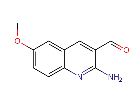 Molecular Structure of 477940-97-9 (3-Quinolinecarboxaldehyde, 2-amino-6-methoxy-)