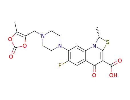 S-(-)-6-fluoro-1-methyl-7-[4-(5-methyl-2-oxo-1,3-dioxolen-4-yl)methyl-1-piperazinyl]-4-oxo-4H-[1,3]thiazeto[3,2-a]quinoline-3-carboxylic acid