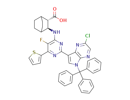 (2S,3S)-3-((2-(2-chloro-5-trityl-5H-pyrrolo[2,3-b]pyrazin-7-yl)-5-fluoro-6-(thiophen-2-yl)pyrimidin-4-yl)amino)bicyclo[2.2.2]octane-2-carboxylic acid