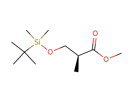 Molecular Structure of 93454-85-4 (Propanoic acid, 3-[[(1,1-dimethylethyl)dimethylsilyl]oxy]-2-methyl-,
methyl ester, (S)-)