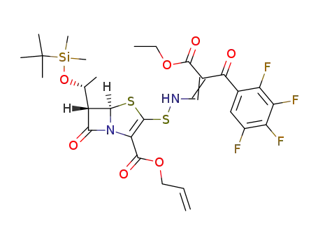 (5R,6S)-6-[(R)-1-(tert-Butyl-dimethyl-silanyloxy)-ethyl]-3-{N-[(Z)-2-ethoxycarbonyl-3-oxo-3-(2,3,4,5-tetrafluoro-phenyl)-propenyl]aminosulfanyl}-7-oxo-4-thia-1-aza-bicyclo[3.2.0]hept-2-ene-2-carboxylic acid allyl ester