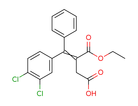 Molecular Structure of 79560-16-0 (Butanedioic acid, [(3,4-dichlorophenyl)phenylmethylene]-, 1-ethyl ester)