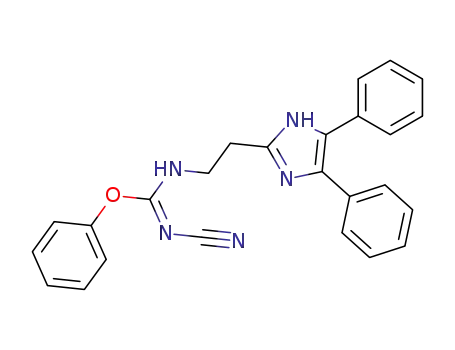 Molecular Structure of 92095-56-2 (Carbamimidic acid,
N-cyano-N'-[2-(4,5-diphenyl-1H-imidazol-2-yl)ethyl]-, phenyl ester)
