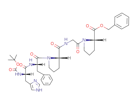 Molecular Structure of 92411-03-5 (L-Proline,
1-[N-[1-[N-[N-[(1,1-dimethylethoxy)carbonyl]-L-histidyl]-L-phenylalanyl]-L-
prolyl]glycyl]-, phenylmethyl ester)