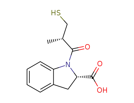 Molecular Structure of 78779-29-0 ((2S)-1-[(2S)-2-methyl-3-sulfanylpropanoyl]-2,3-dihydro-1H-indole-2-carboxylic acid)