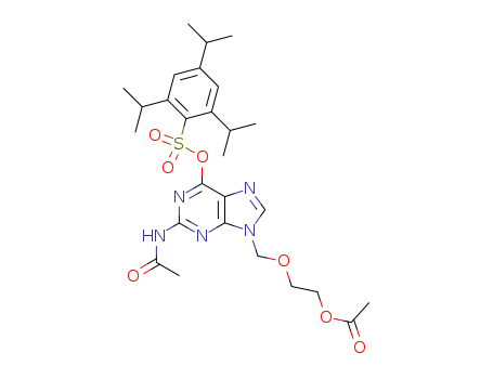 Benzenesulfonic acid, 2,4,6-tris(1-methylethyl)-,  2-(acetylamino)-9-[[2-(acetyloxy)ethoxy]methyl]-9H-purin-6-yl ester