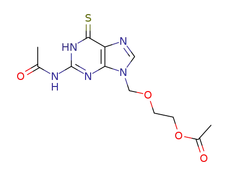Molecular Structure of 92924-39-5 (Acetamide,
N-[9-[[2-(acetyloxy)ethoxy]methyl]-6,9-dihydro-6-thioxo-1H-purin-2-yl]-)