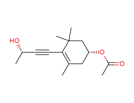 Molecular Structure of 322474-89-5 (3-Cyclohexen-1-ol, 4-[(3S)-3-hydroxy-1-butynyl]-3,5,5-trimethyl-,
1-acetate, (1R)-)
