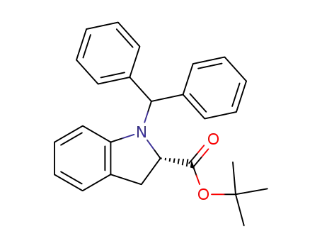 Molecular Structure of 496790-47-7 (1H-Indole-2-carboxylic acid, 1-(diphenylmethyl)-2,3-dihydro-,
1,1-dimethylethyl ester, (2S)-)