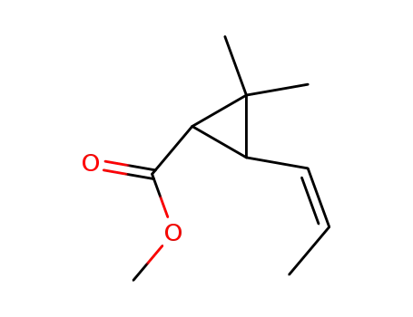 Molecular Structure of 851896-05-4 (Cyclopropanecarboxylic acid, 2,2-dimethyl-3-(1Z)-1-propenyl-, methyl
ester)