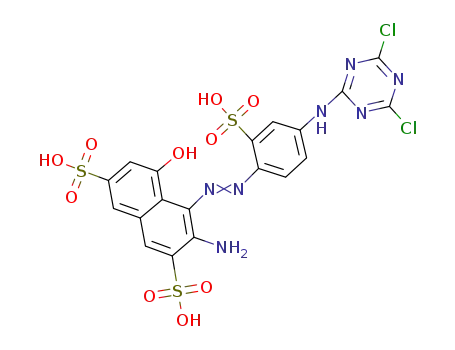 Molecular Structure of 847687-80-3 (2,7-Naphthalenedisulfonic acid,
3-amino-4-[[4-[(4,6-dichloro-1,3,5-triazin-2-yl)amino]-2-sulfophenyl]azo]-
5-hydroxy-)