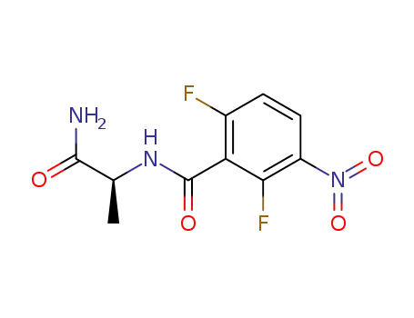 Molecular Structure of 137332-61-7 (Benzamide, N-(2-amino-1-methyl-2-oxoethyl)-2,6-difluoro-3-nitro-, (S)-)
