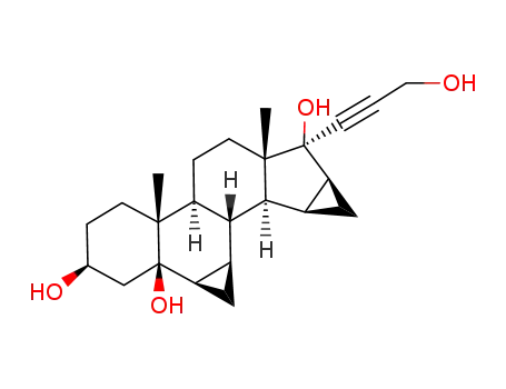 Molecular Structure of 82543-17-7 ((3S,5R,6R,7R,8R,9S,10R,13S,14S,15S,16S,17S)-octadecahydro-17-(3-hydroxy-1-propynyl)-10,13-dimethyl-5H-dicyclopropa[6,7:15,16]cyclopenta[a]phenanthrene-3,5,17-triol)