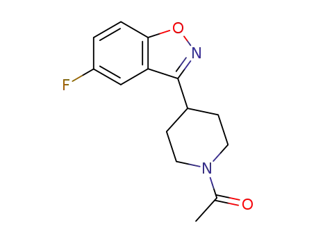 Molecular Structure of 84163-10-0 (3-(1-Acetyl-4-piperidinyl)-5-fluoro-1,2-benzisoxazole, 96%)