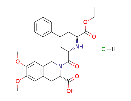 3-Isoquinolinecarboxylicacid,2-[(2S)-2-[[(1S)-1-(ethoxycarbonyl)-3-phenylpropyl]amino]-1-oxopropyl]-1,2,3,4-tetrahydro-6,7-dimethoxy-,hydrochloride (1:1), (3S)-