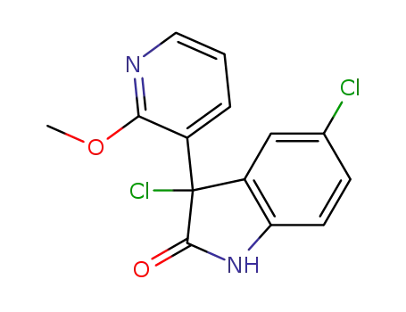 Molecular Structure of 848865-97-4 (2H-Indol-2-one, 3,5-dichloro-1,3-dihydro-3-(2-methoxy-3-pyridinyl)-)