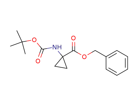 Molecular Structure of 143521-34-0 (Cyclopropanecarboxylic acid, 1-[[(1,1-dimethylethoxy)carbonyl]amino]-,
phenylmethyl ester)