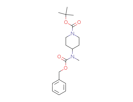 Molecular Structure of 847039-05-8 (TERT-BUTYL 4-((BENZYLOXYCARBONYL)(METHYL)AMINO)PIPERIDINE-1-CARBOXYLATE)