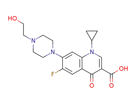 Molecular Structure of 86483-47-8 (3-Quinolinecarboxylic acid,
1-cyclopropyl-6-fluoro-1,4-dihydro-7-[4-(2-hydroxyethyl)-1-piperazinyl]-4
-oxo-)
