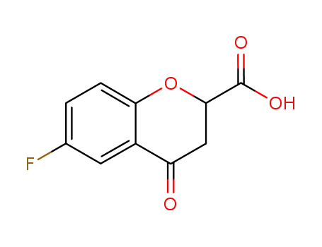 Molecular Structure of 105300-40-1 (rac-6-Fluoro-3,4-dihydro-4-oxo-2H-1-benzopyran-2-carboxylic Acid)